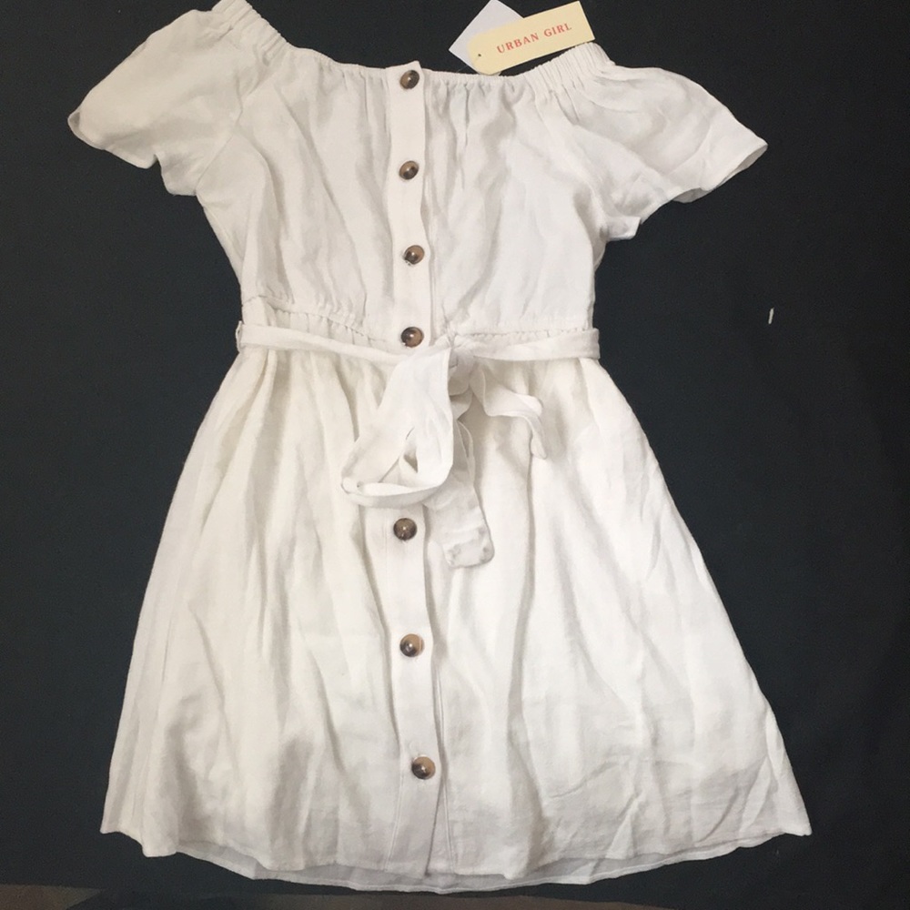 White, midi, buttoned dress